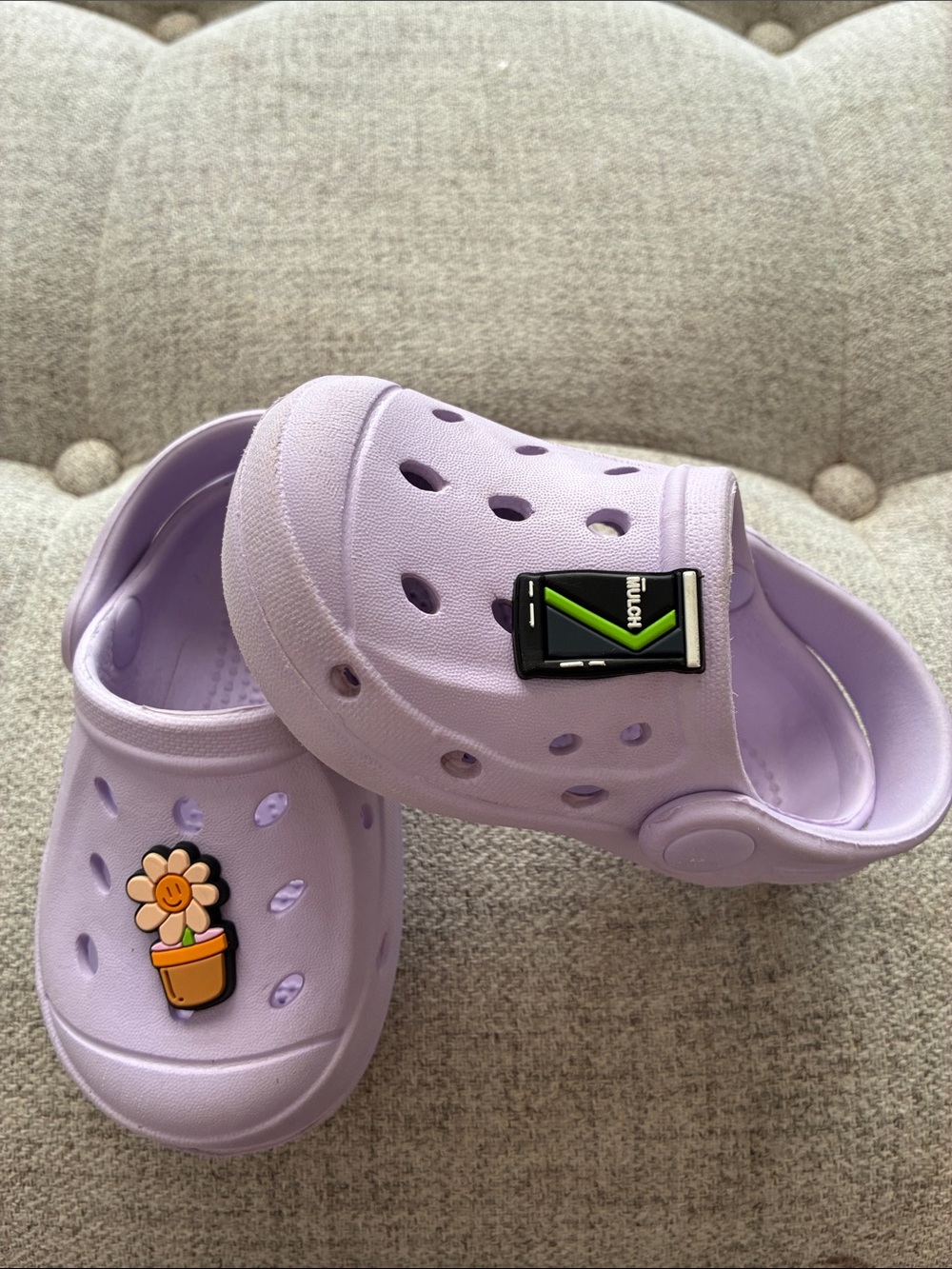 Kids Lavender Foam Clog Sandals with Flower Charm SIZE 5/6
